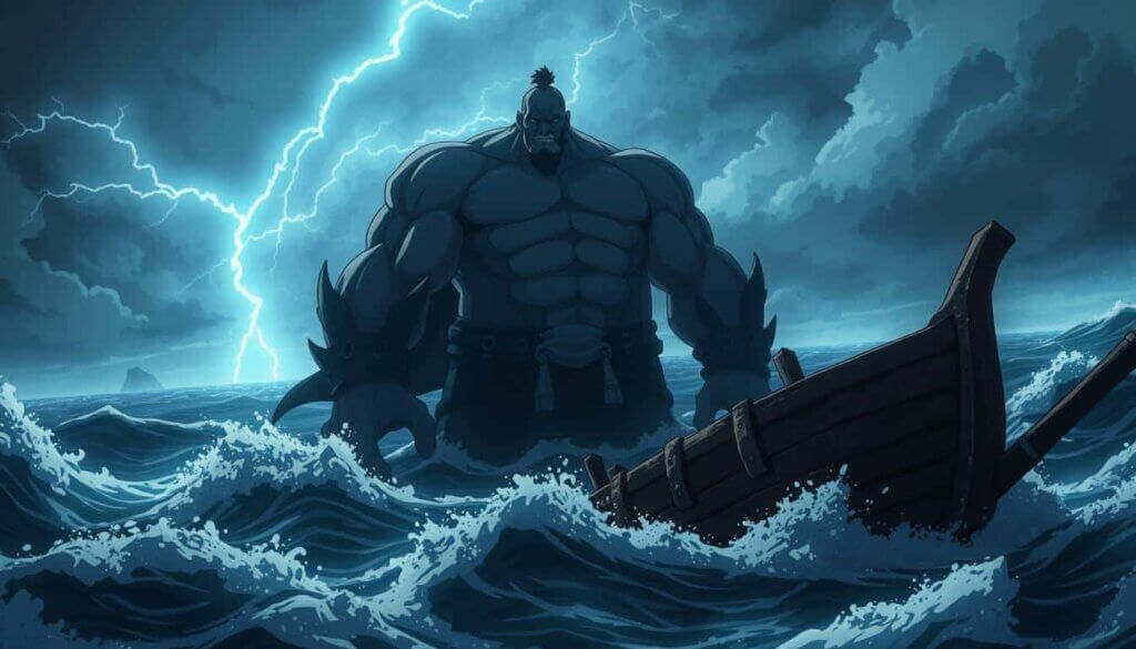 Kaido rising in storm sea