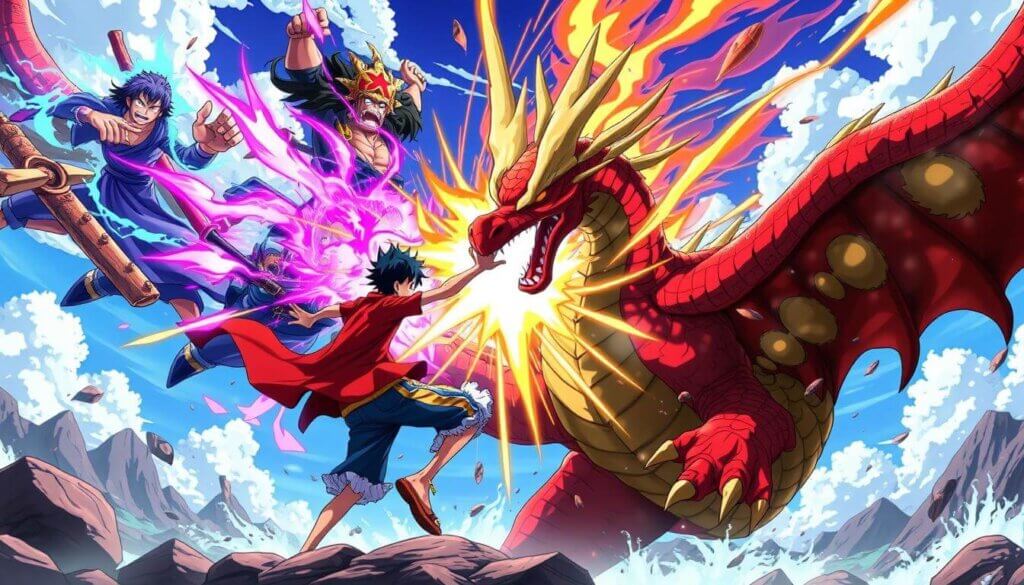 Kaido fights in dragon form