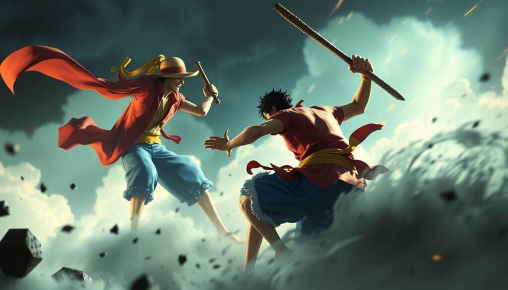 Luffy fights in sky