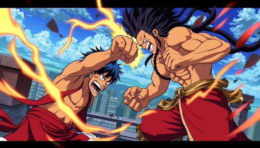 Luffy vs Kaido rooftop