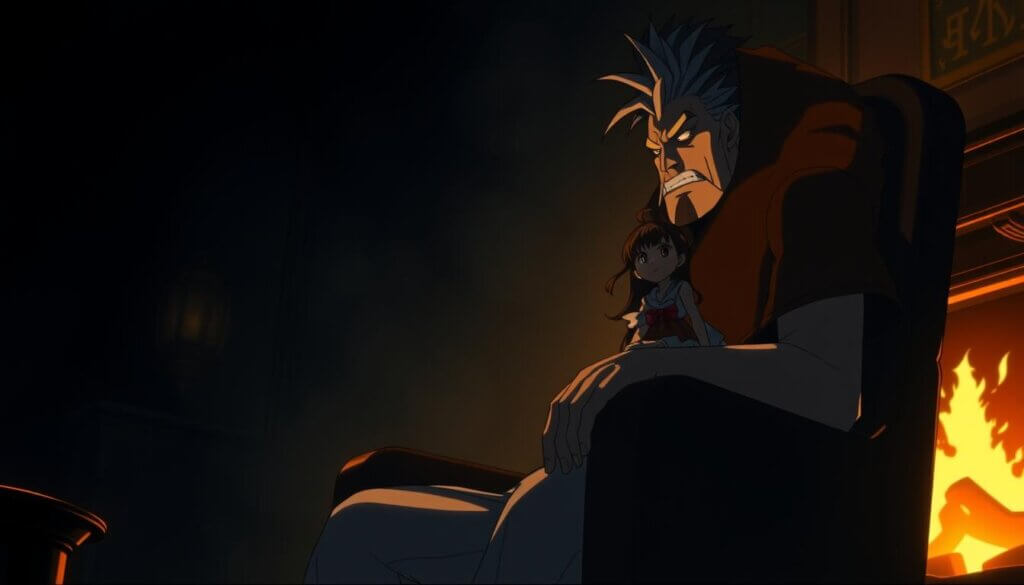 Kaido Sitting by Fire in Anime Scene