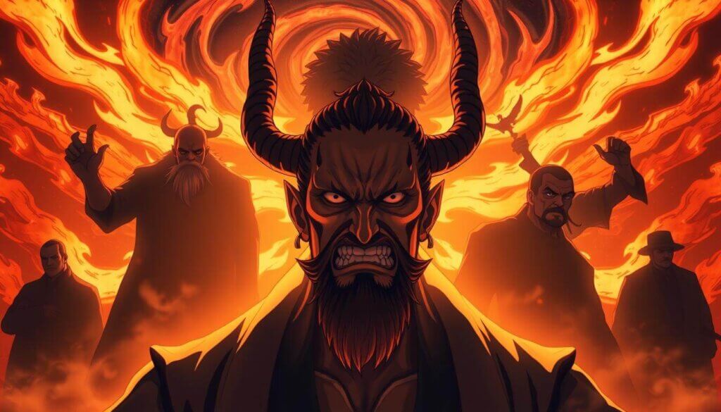 Kaido with fiery villains
