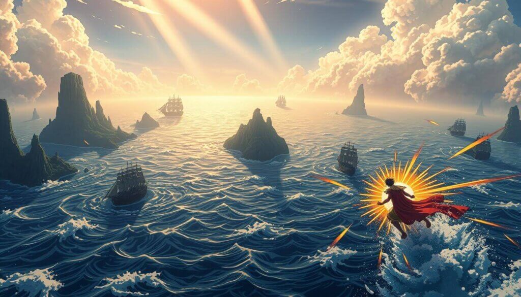 Luffy sprints ocean battle