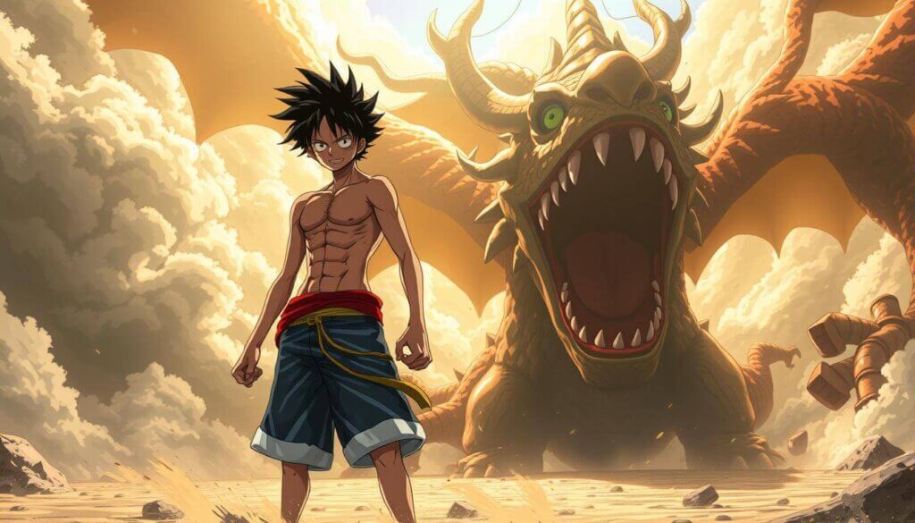 Luffy faces dragon roar